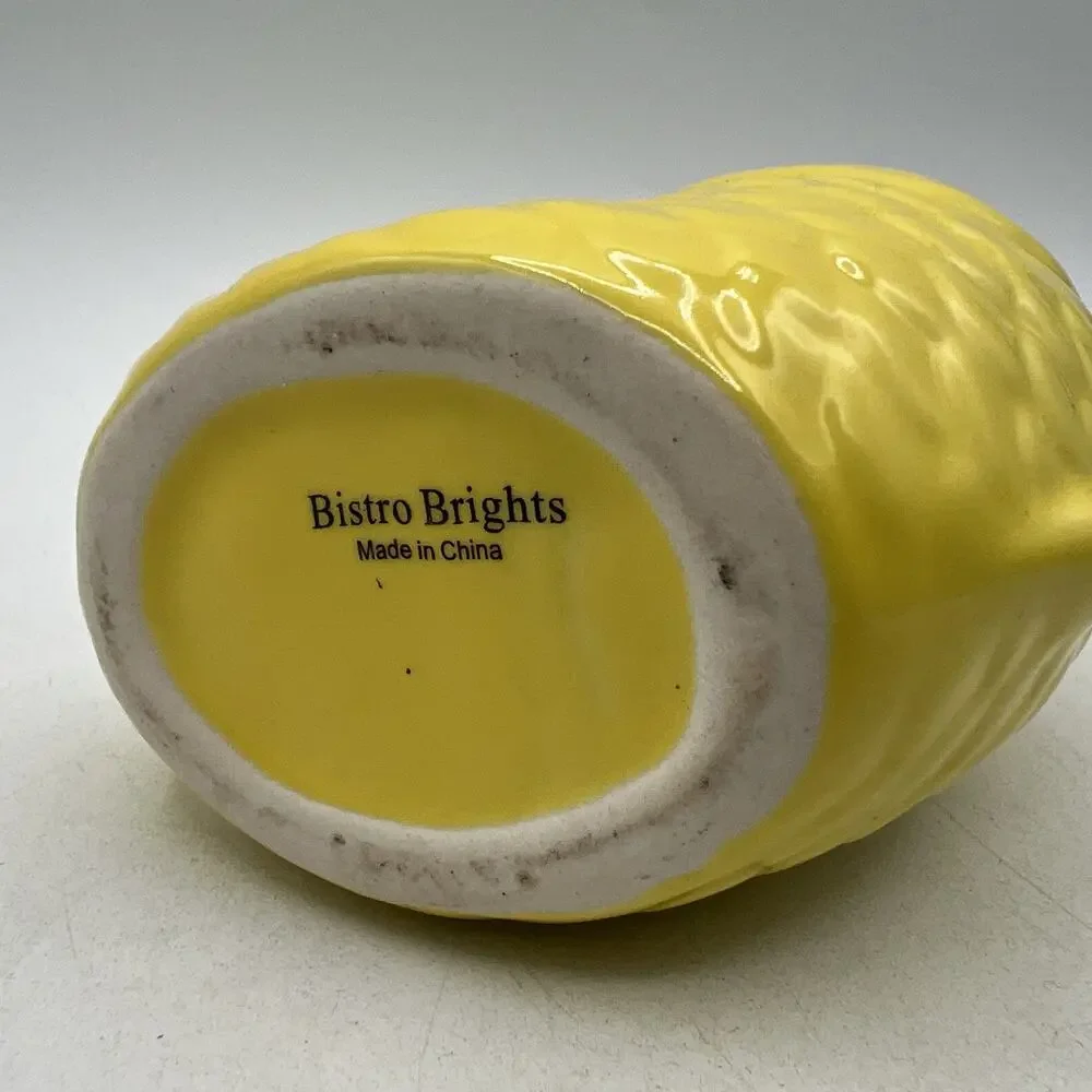 Small Bistro Brights Yellow Gurgling Gluggle Jug Koi Fish Pitcher Creamer 5